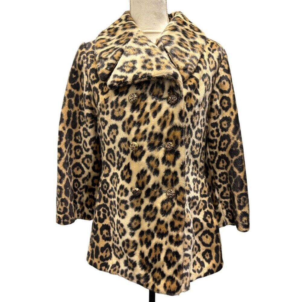 Women's Vintage 1960s Leopard Faux Fur Coat Size M